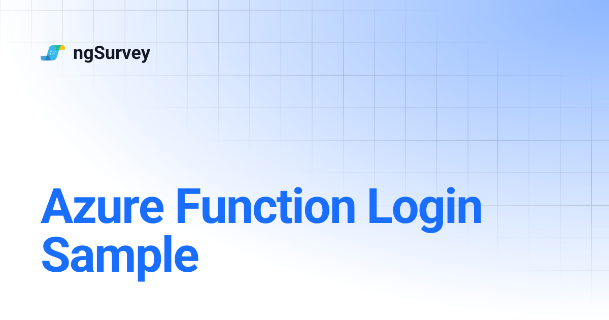 Azure Function Login Sample | ngSurvey